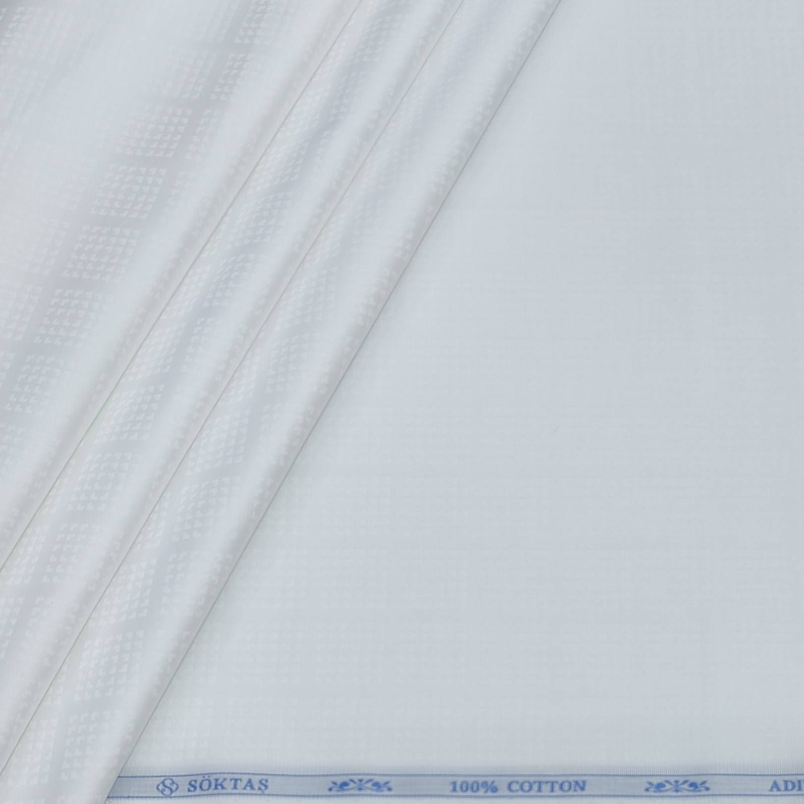 Shirt Fabric Soktas Finest 80s Giza Cotton Check With Jacquard Colour White